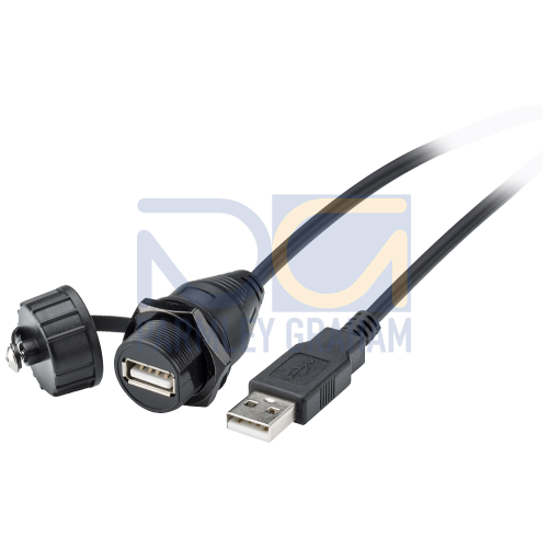 USB cable type D, female USB A, IP67, male USB A, IP20, further information, Quantity and content: See technical data