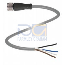 Female cordset single-ended M12 straight A-coded, 4-pin, PUR cable grey, Length: 2 m