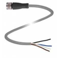 Female cordset single-ended M12 straight A-coded, 4-pin, PUR cable grey, Length: 2 m